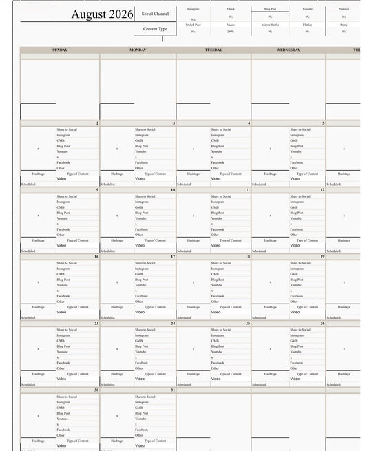 CONTENT CALENDAR